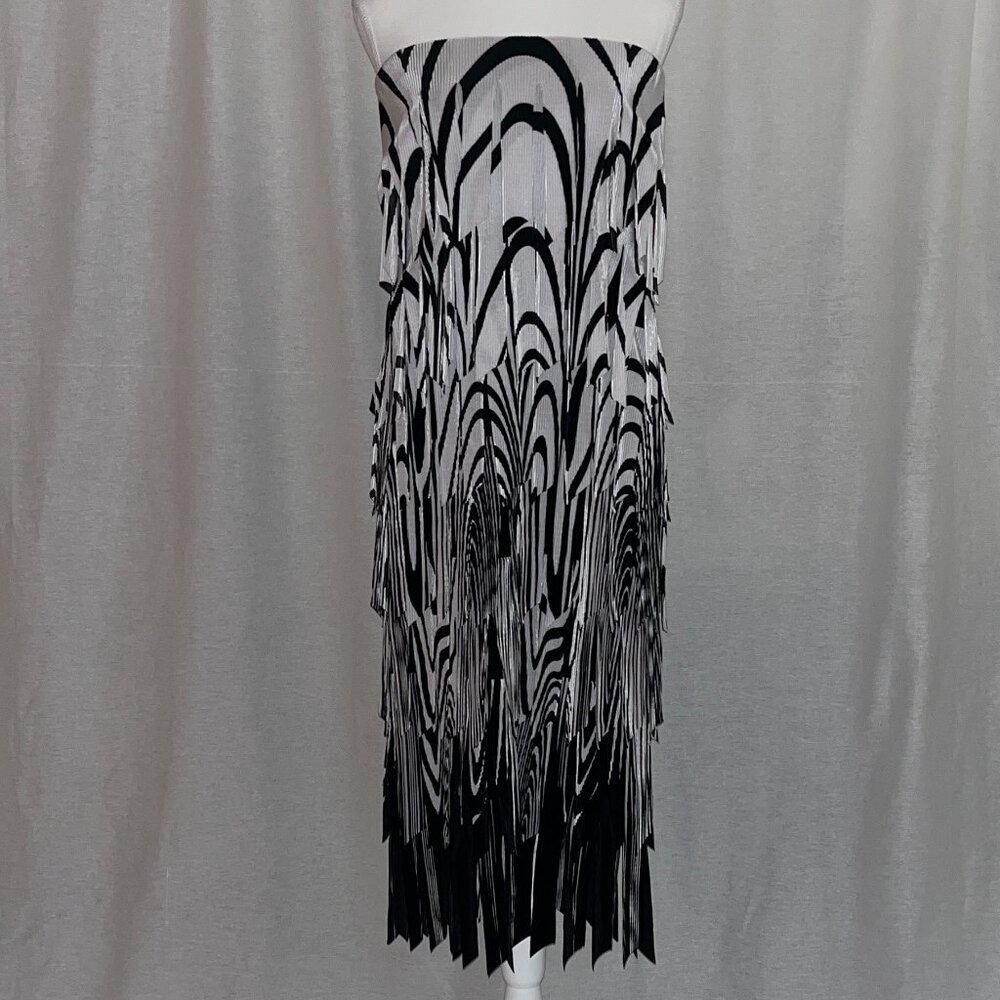 NWT - Samuel Dong Women's Black/White Strapless Stretch Dress -  Size XS